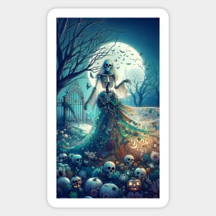 Beautiful Skeleton in Graveyard Sticker